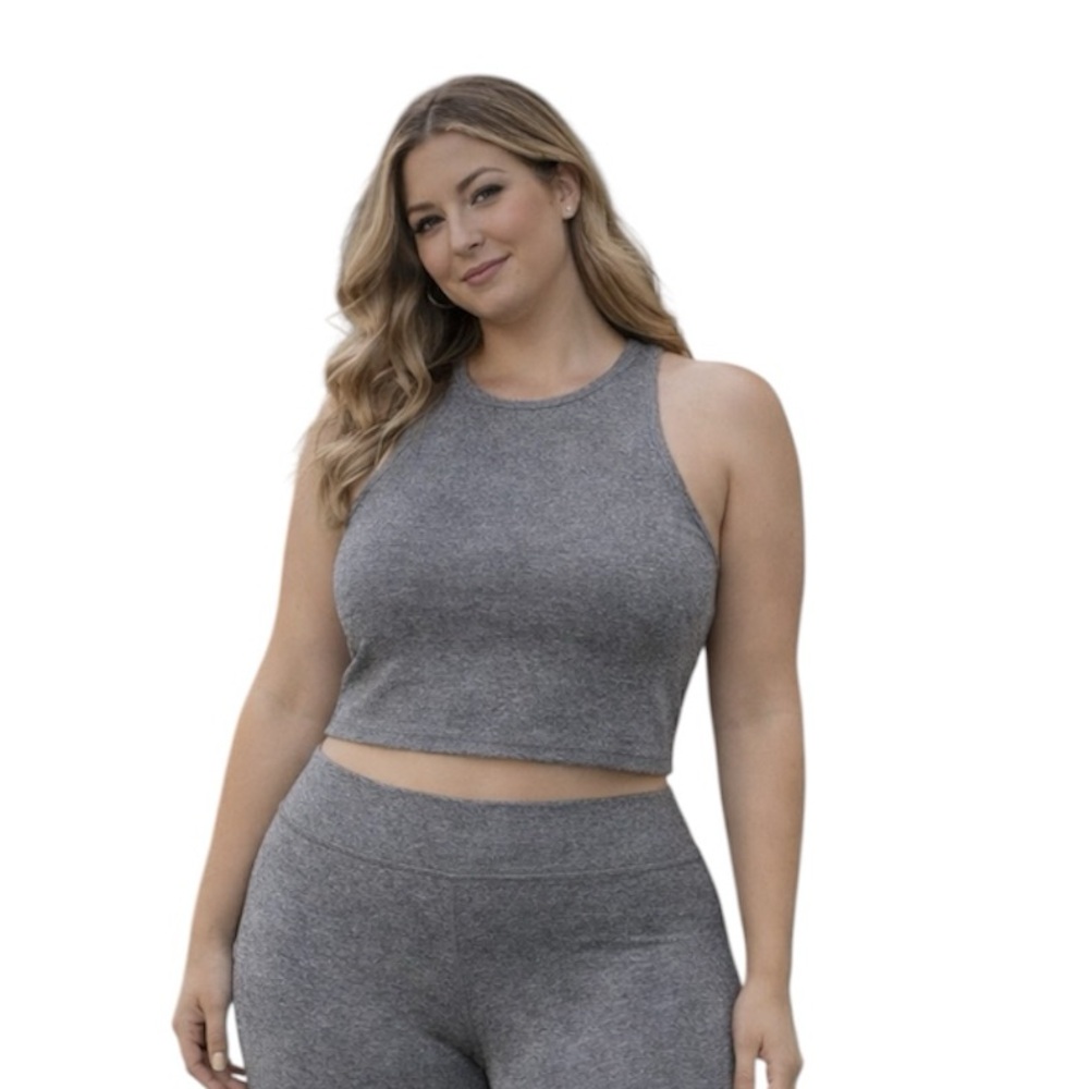 Old Navy CloudComfy Gray High Neck Longline Sports Bra Active Crop Tank Size XXL